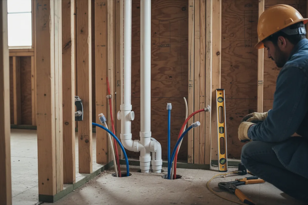 Drain and supply rough-in during Leak Detection in Kimberly